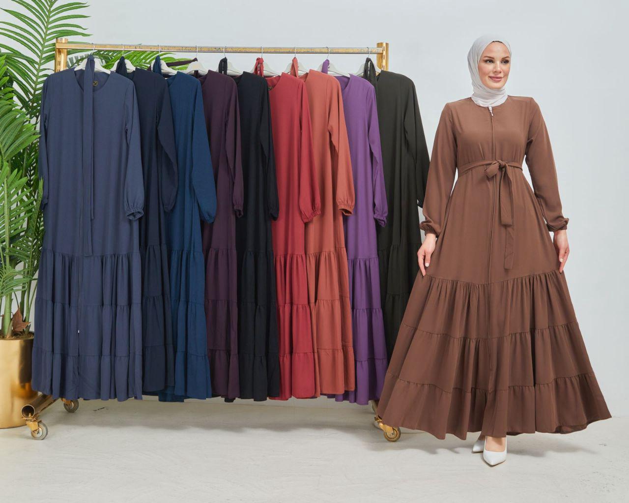 Bel Kuşaklı Dökümlü Ferace – Kahve