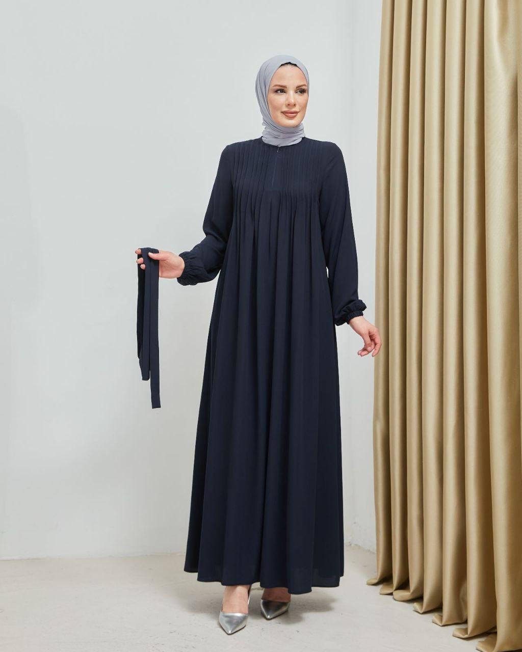 Bel Kuşaklı Dökümlü Ferace – Kahve